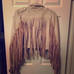 Suede frilled jacket